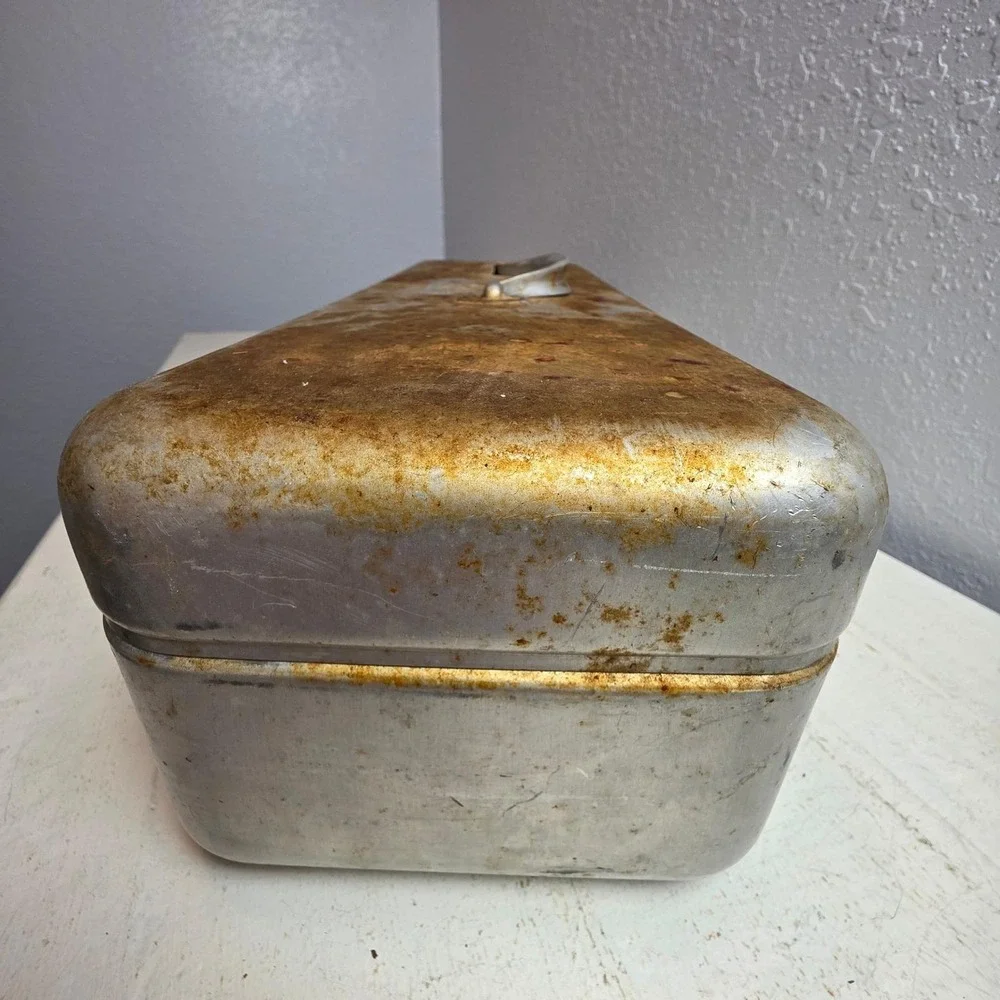 Vintage Aluminum‎ Toolbox Industrial Metal Storage Chest Rustic Patina Handle